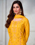 sleek persian orange premium chinnon silk designer traditional wedding wear salwar suit with persian orange premium chinnon silk ie-9872 Back View