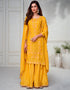 sleek persian orange premium chinnon silk designer traditional wedding wear salwar suit with persian orange premium chinnon silk ie-9872 Front View