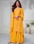 sleek persian orange premium chinnon silk designer traditional wedding wear salwar suit with persian orange premium chinnon silk ie-9872 Front View