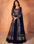 chic dark blue real georgette designer party wear readymade salwar suit with dark blue real georgette ie-9887 Front View