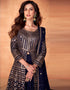 chic dark blue real georgette designer party wear readymade salwar suit with dark blue real georgette ie-9887 Close-up View