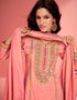 trendy coral pink organza simar silk designer party wear salwar suit with coral pink organza simar silk ie-9896 Close-up View