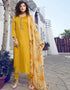 Jam Silk Yellow Straight Suit Pant Bottom