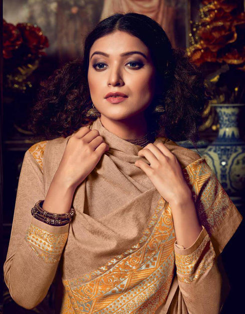 Handloom Weaving Cotton Jacquard Mustard Straight Suit Pant Bottom