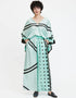 Light Mint Green & Black Soft Satin Silk Kaftan