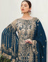 Designer Party Wear Faux Georgett Pakistani Suit Collection Morpeach Faux Georgette Pant Pakistani Suits Close-up View