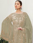 Designer Party Wear Faux Georgett Pakistani Suit Collection Beige Faux Georgette Pant Pakistani Suits Close-up View