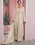 Designer Party Wear Faux Georgett Pakistani Suit Collection Cream Faux Georgette Palazzo Pakistani Suits Front View