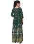 Designer Wear Readymade Kids Long Gown Green Rayon Gowns Close-up View