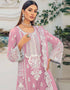 Designer Party Wear Organza Silk Pakistani Sui Collection Pink Organza Silk Pant Pakistani Suits Close-up View