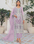 Designer Party Wear Organza Silk Pakistani Sui Collection Purple Organza Silk Pant Pakistani Suits Front View