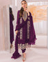 Designer Party Wear Faux Georgett Pakistani Sui Collection Purple Faux Georgette Pant Pakistani Suits Front View