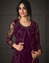 Designer Party Wear Net Pakistani Sui Collection Purple Net Pant Pakistani Suits Close-up View