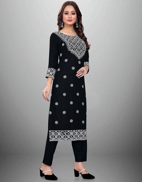 Designer Casual Wear Readymade Black Rayon Pant Straight Back View