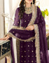 Designer Party Wear Faux Georgett Pakistani Suit Collection Purple Faux Georgette Pant Pakistani Suits Close-up View