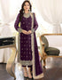 Designer Party Wear Faux Georgett Pakistani Suit Collection Purple Faux Georgette Pant Pakistani Suits Front View