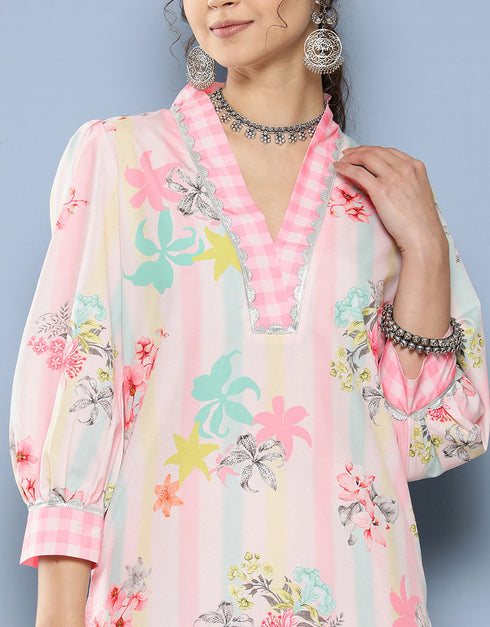 Designer Casual Wear Readymade Pink Crepe Palazzo Straight Back View