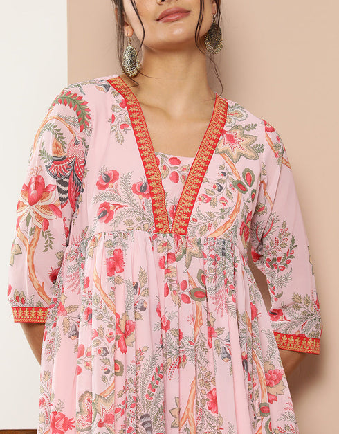 Designer Casual Wear Readymade Pink Georgette Palazzo Suit Back View