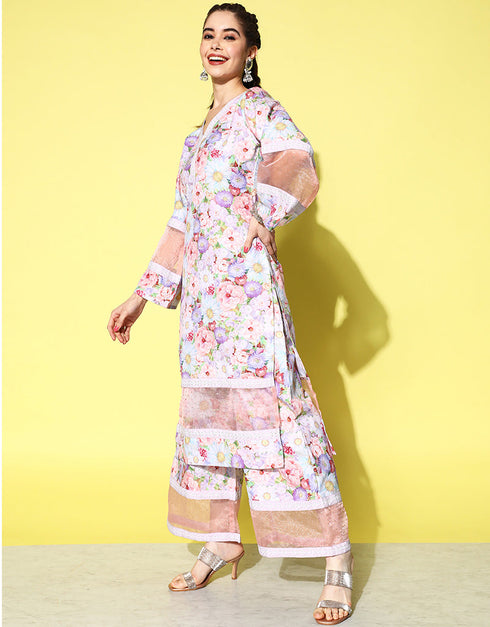 Designer Casual Wear Readymade Lavender Rayon Palazzo Straight Side View