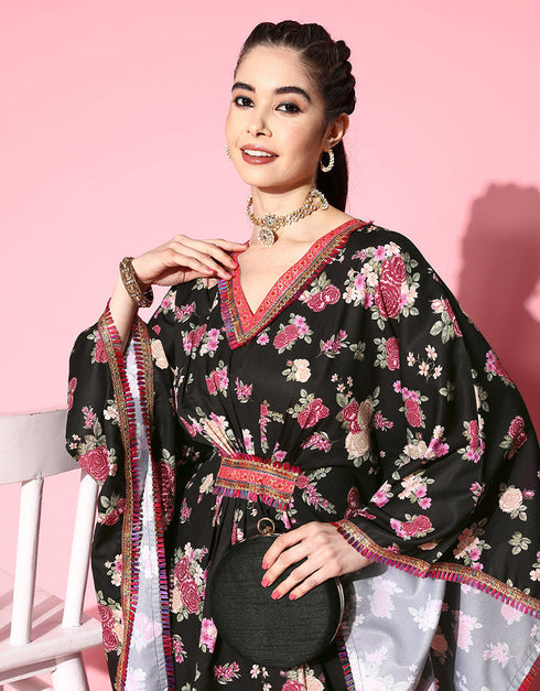 Designer Casual Wear Readymade Black Crepe Palazzo Straight Back View