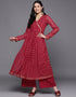 Designer Casual Wear Readymade Maroon Georgette Pant Anarkali Front View