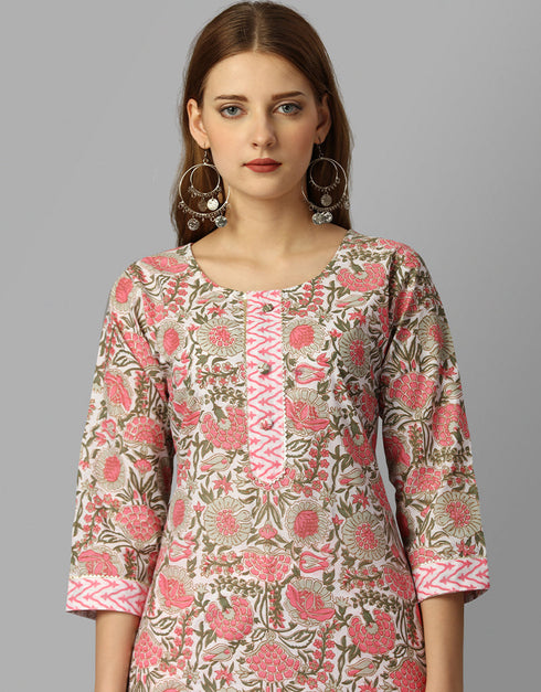 Designer Casual Wear Readymade Pink Cambric Cotton Pant Straight Back View
