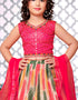 Designer Kidswear Readymade Sharara Suits Pink Satin Sharara Suit Close-up View