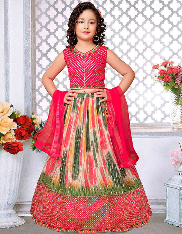 Designer Kidswear Readymade Sharara Suits Pink Satin Sharara Suit Front View