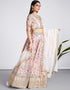 Exclusive Party Wear Heavy Lehenga Choli Collection Cream Organza Lehenga Choli Close-up View