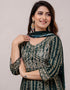 Trendy Wear Heavy Rayon Cotton Readymade Suit Green Rayon Cotton Pant Anarkali Back View