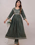 Trendy Wear Heavy Rayon Cotton Readymade Suit Green Rayon Cotton Pant Anarkali Side View