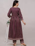 Trendy Wear Heavy Rayon Cotton Readymade Suit Wine Rayon Cotton Pant Anarkali Close-up View