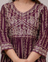 Trendy Wear Heavy Rayon Cotton Readymade Suit Wine Rayon Cotton Pant Anarkali Back View