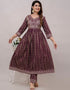 Trendy Wear Heavy Rayon Cotton Readymade Suit Wine Rayon Cotton Pant Anarkali Side View