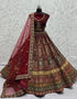 Traditional Wedding Wear Heavy Net Lehenga Choli Collection Maroon Velvet Lehenga Choli Front View