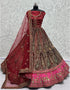 Traditional Wedding Wear Heavy Net Lehenga Choli Collection Maroon Velvet Lehenga Choli Front View