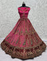 Traditional Wedding Wear Heavy Net Lehenga Choli Collection Pink Velvet Lehenga Choli Close-up View