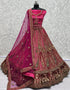 Traditional Wedding Wear Heavy Net Lehenga Choli Collection Pink Velvet Lehenga Choli Front View