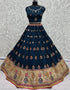 Designer Wedding Wear Heavy Net Lehenga Choli Collection Blue Gadhawal Silk Lehenga Choli Close-up View