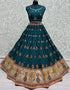 Designer Wedding Wear Heavy Net Lehenga Choli Collection Blue Gadhawal Silk Lehenga Choli Close-up View