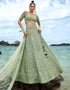 Designer Wedding Wear Heavy Net Lehenga Choli Collection Green Net Lehenga Choli Front View