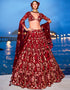 Designer Wedding Wear Heavy Net Lehenga Choli Collection Red Net Lehenga Choli Back View