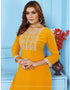 Designer Party Wear Readymade Salwar Suit Yellow Rinkal Cotton Pant Straight Close-up View