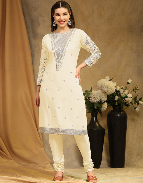 Heavy Designer Wedding Wear Georgette Salwar Suit Yellow Faux Georgette Pant Straight Back View