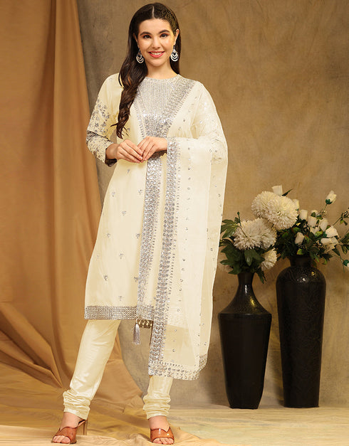 Heavy Designer Wedding Wear Georgette Salwar Suit Yellow Faux Georgette Pant Straight Front View