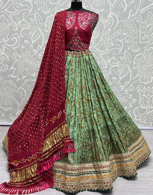 Heavy Designer Wedding Wear Silk Lehenga Choli Maroon Silk Lehenga Choli Front View