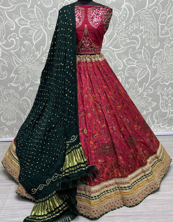Heavy Designer Wedding Wear Silk Lehenga Choli Pink Silk Lehenga Choli Front View