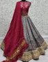 Heavy Designer Wedding Wear Silk Lehenga Choli Maroon Silk Lehenga Choli Front View