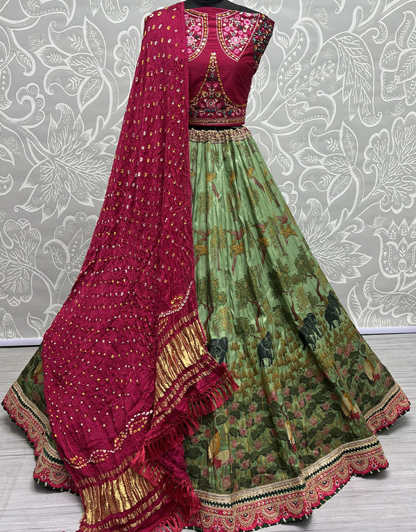 Heavy Designer Wedding Wear Silk Lehenga Choli Maroon Silk Lehenga Choli Front View