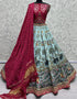 Heavy Designer Wedding Wear Silk Lehenga Choli Burgundy Silk Lehenga Choli Front View